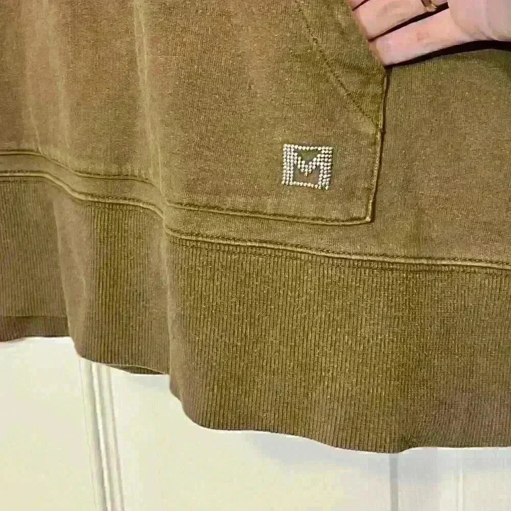 Michael Kors Womens Hoodie Sweatshirt Drawstring Embellished Logo Y2K Size XL